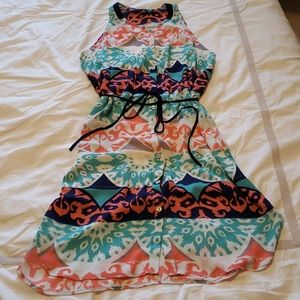 Turquoise and peach sleeveless dress - Sz medium